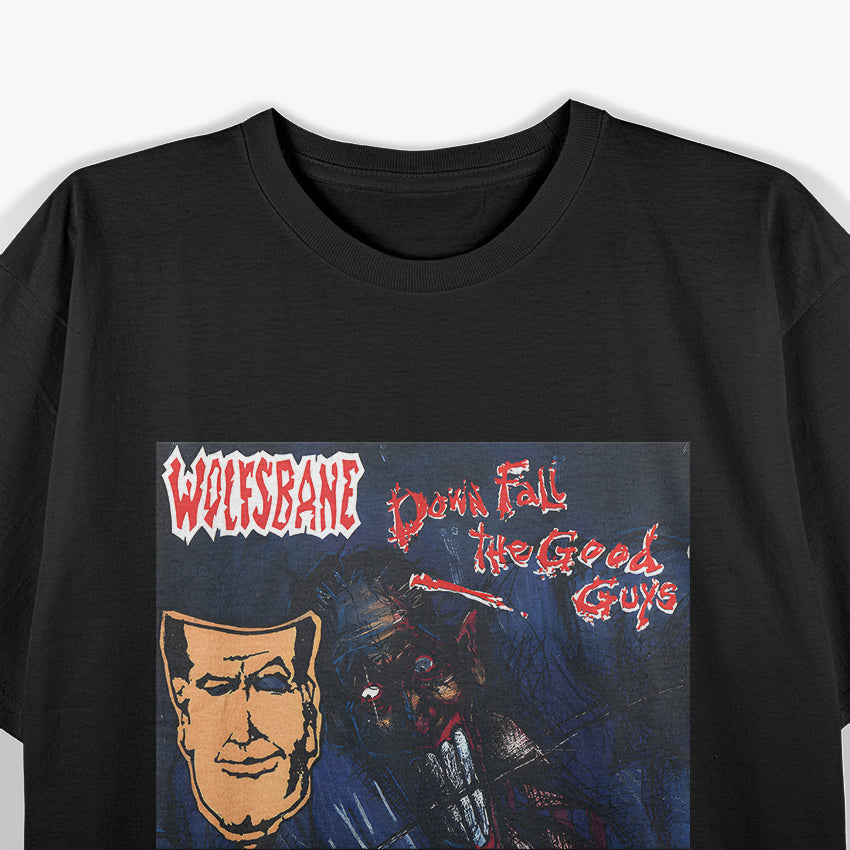 Down Fall the Good Guys Retro Hard Rock Album Art Graphic RZ T-Shirt