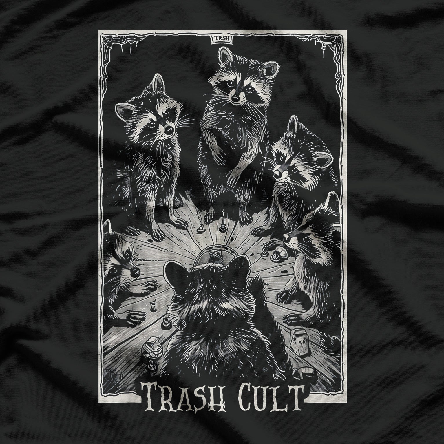 Raccoon Tarot Card Gothic Witchcraft The Trash Cult T-Shirt