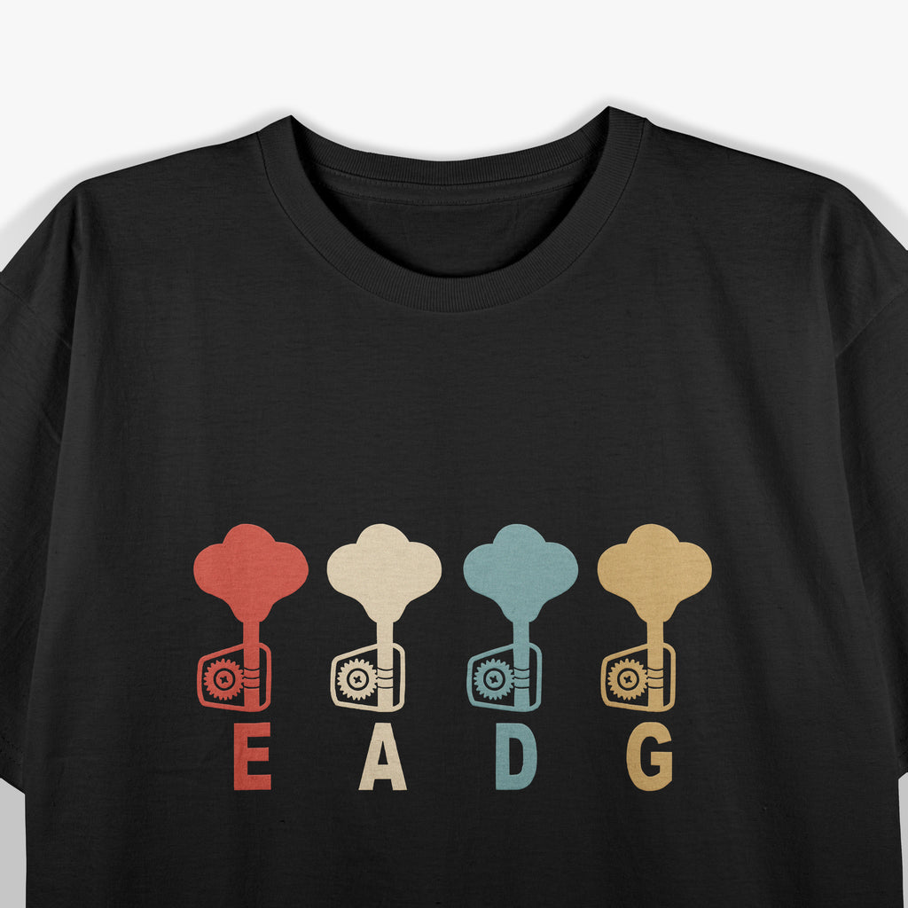 Retro Vintage EADG Bass Clef Bass Guitar Player T-Shirt