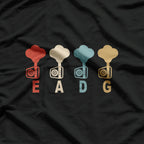 Retro Vintage EADG Bass Clef Bass Guitar Player T-Shirt