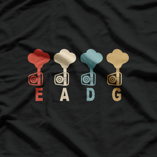 Retro Vintage EADG Bass Clef Bass Guitar Player T-Shirt