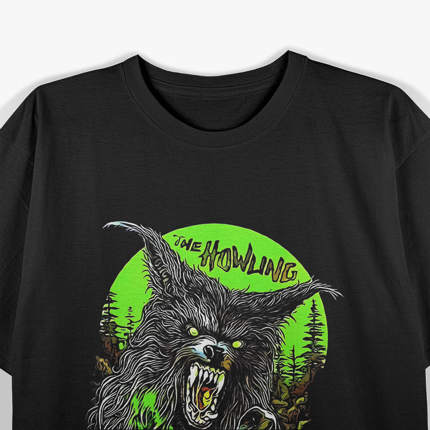 Midnight Howling Wolf – Retro Moonlight Nature T-Shirt