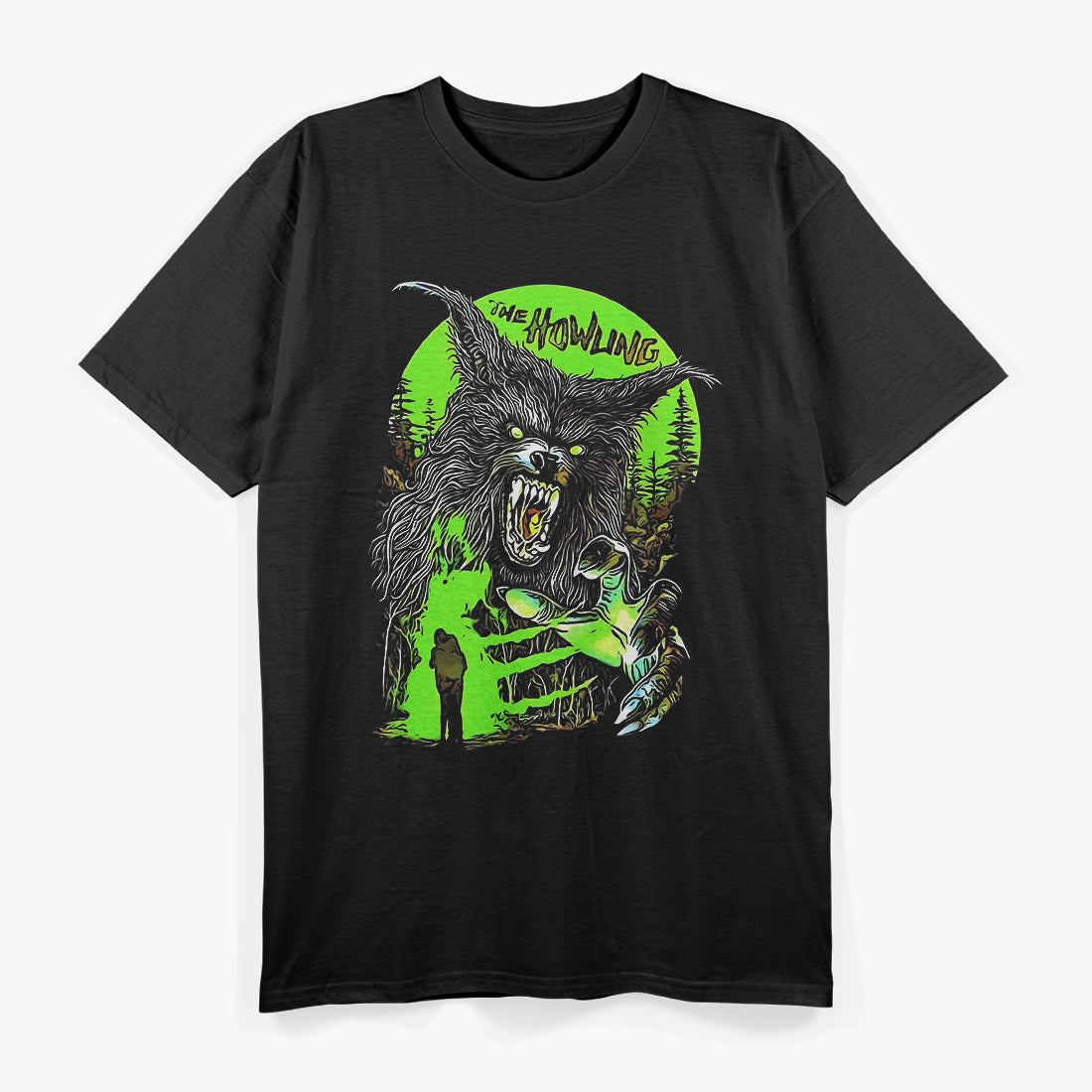 Midnight Howling Wolf – Retro Moonlight Nature T-Shirt