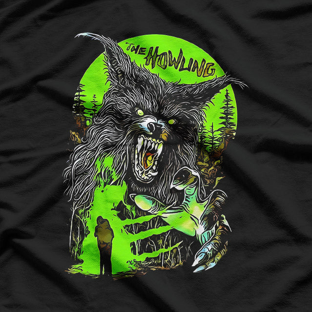 Midnight Howling Wolf – Retro Moonlight Nature T-Shirt