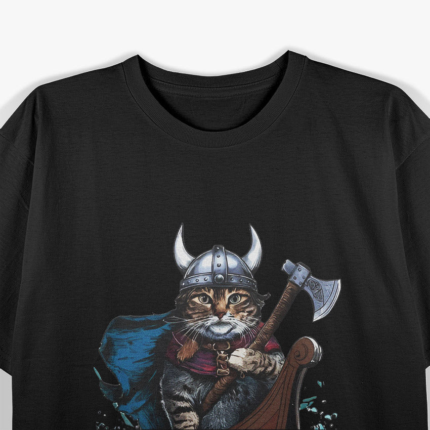 Viking Berserk Cat – Retro Warrior Funny Graphic T-Shirt