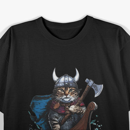 Viking Berserk Cat – Retro Warrior Funny Graphic T-Shirt