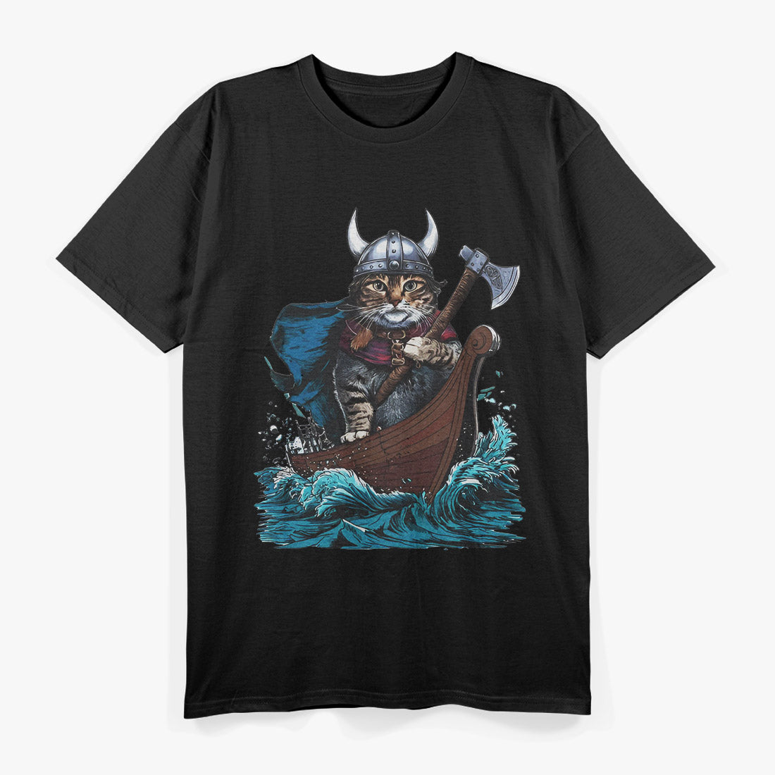 Viking Berserk Cat – Retro Warrior Funny Graphic T-Shirt