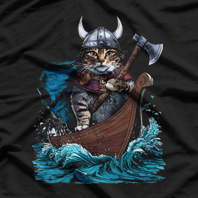 Viking Berserk Cat – Retro Warrior Funny Graphic T-Shirt