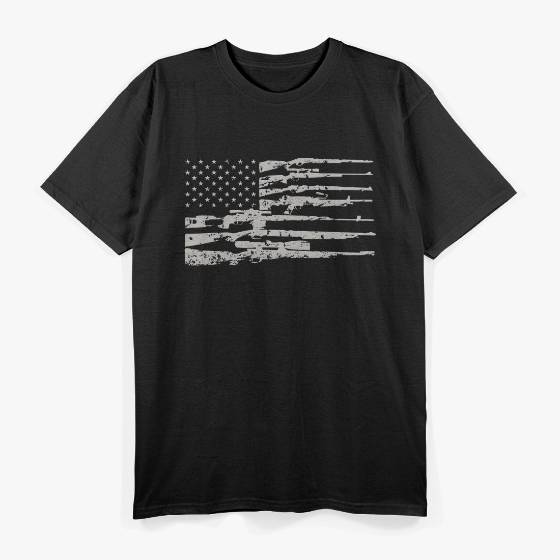 Vintage Big American Flag with Machine Gun T-Shirt