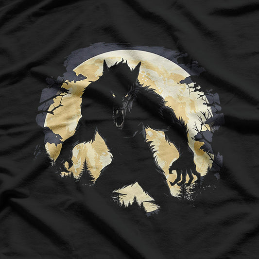 Creepy Werewolf Graphic – Full Moon Horror Folklore Design T-Shirt