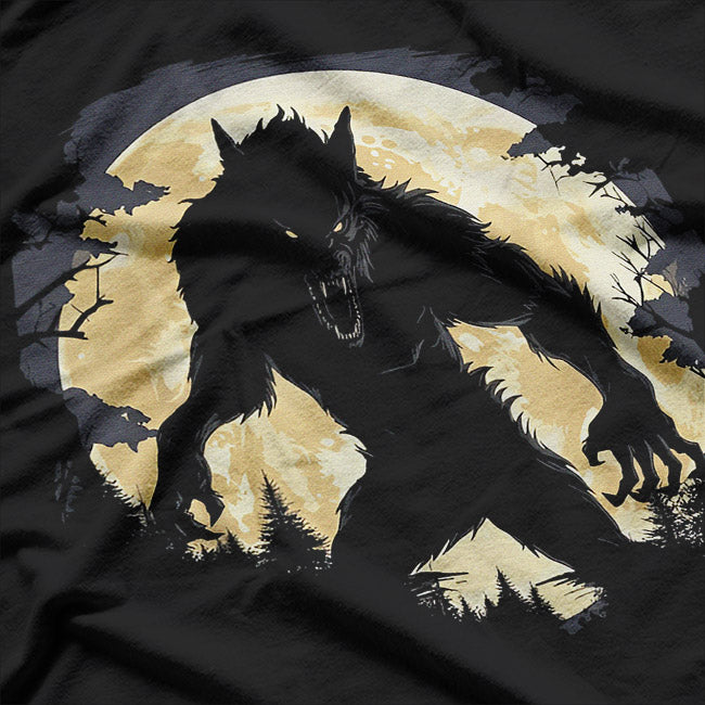 Creepy Werewolf Graphic – Full Moon Horror Folklore Design T-Shirt