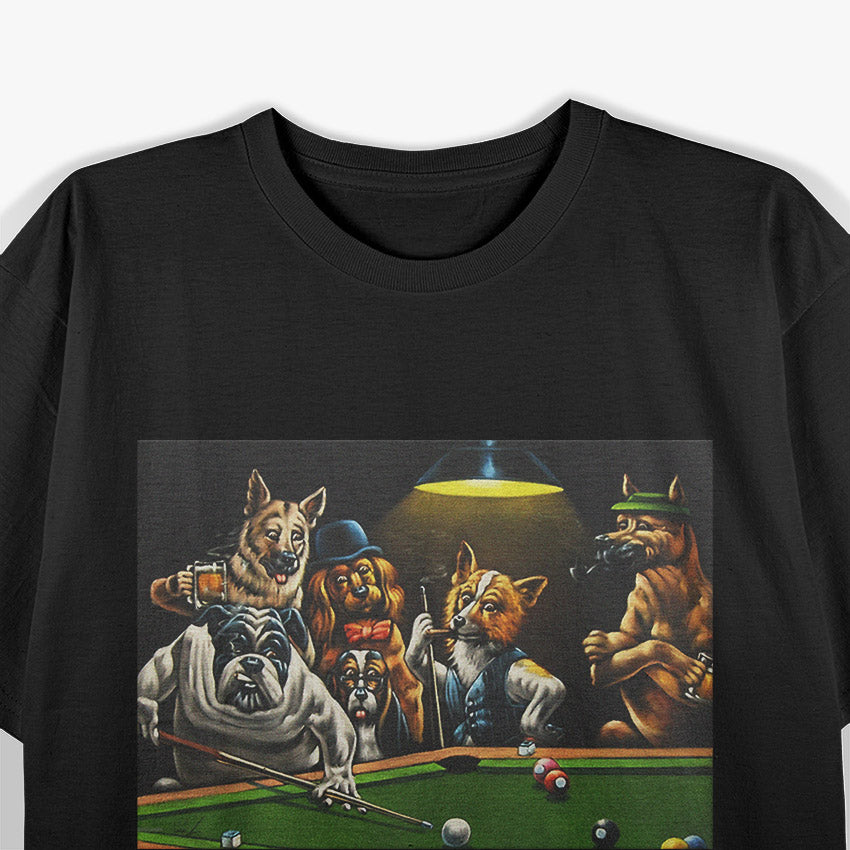 Dogs Playing Pool: Billiards Canine Edition T-Shirt