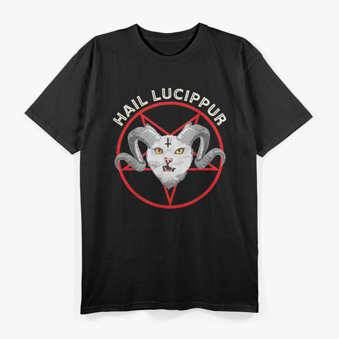 Hail Lucipurr – Funny Satanic Cat Pun Design T-Shirt