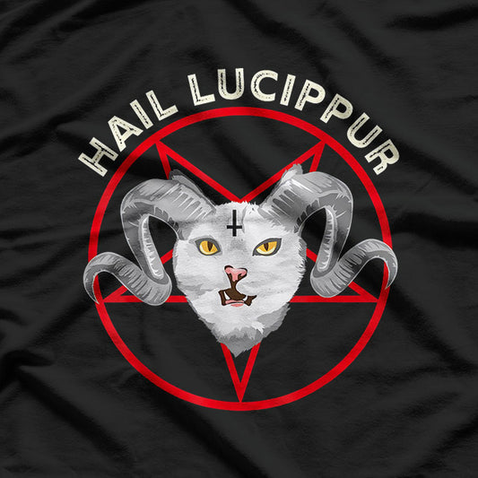 Hail Lucipurr – Funny Satanic Cat Pun Design T-Shirt