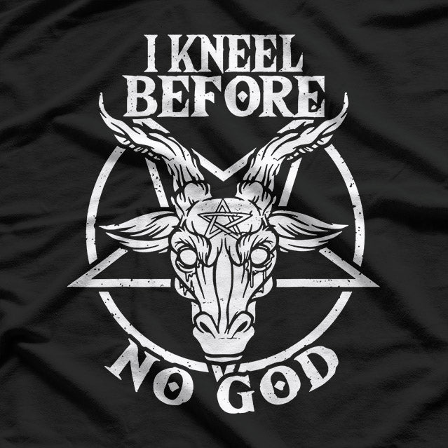 I Kneel Before No God Baphomet Pentagram Gothic & Satanic T-Shirt