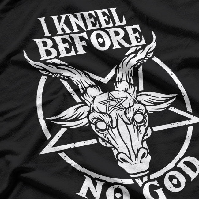 I Kneel Before No God Baphomet Pentagram Gothic & Satanic T-Shirt