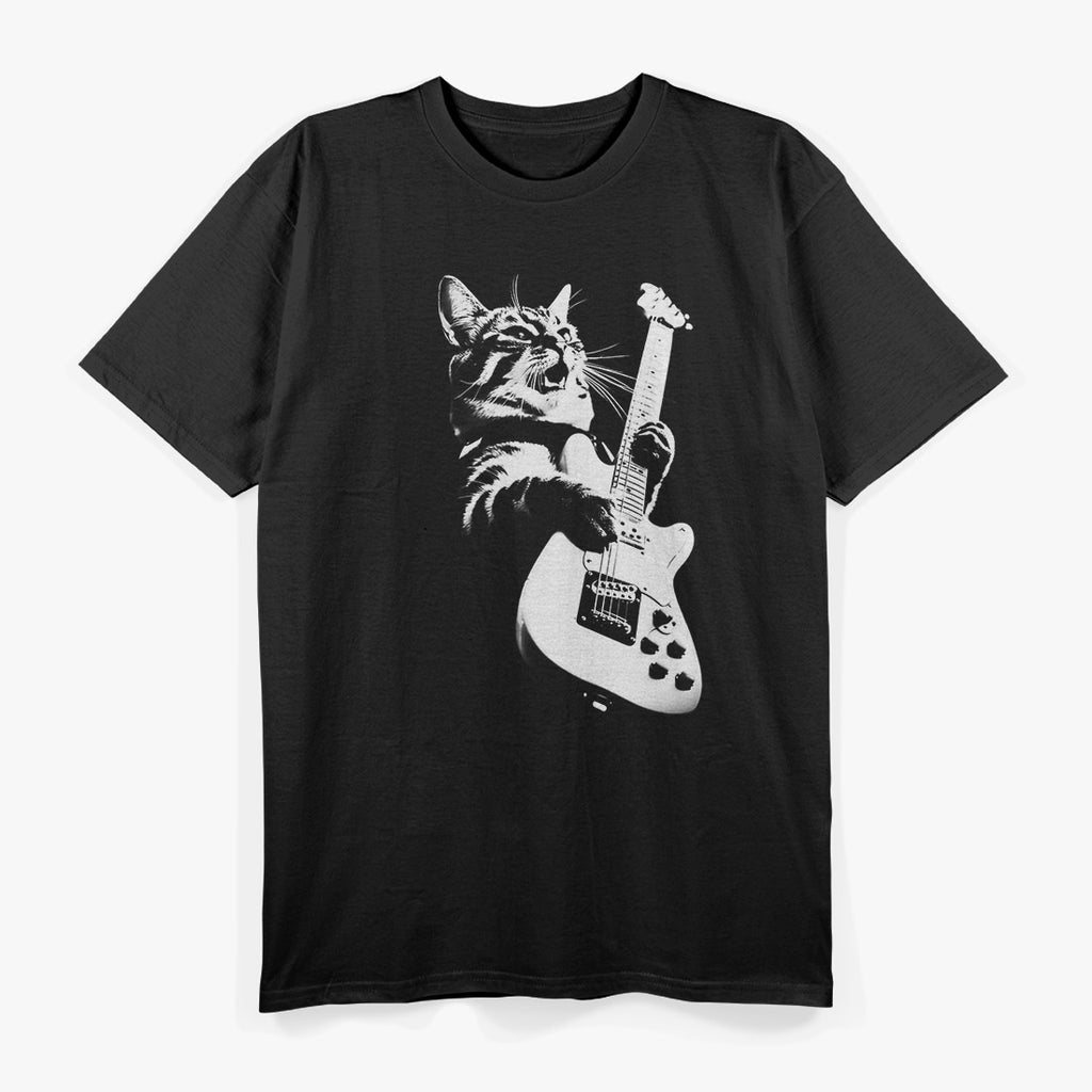 Rock Cat Playing - Funny Animal Musician T-Shirt