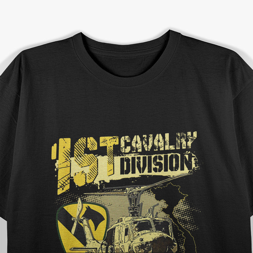 UH-1 Huey Helicopter 1st Division Vietnam Veteran T-Shirt
