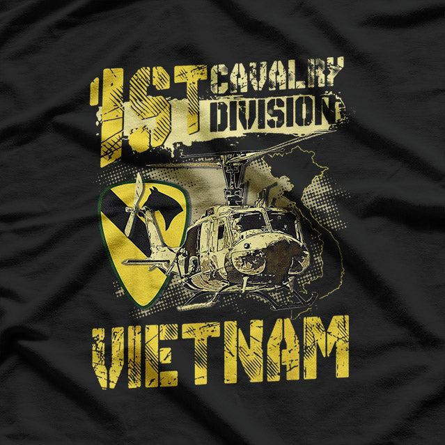 UH-1 Huey Helicopter 1st Division Vietnam Veteran T-Shirt