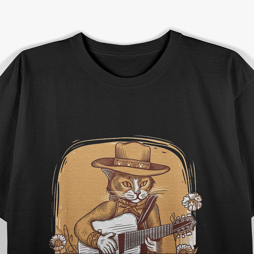 Cottagecore Cat - Strumming the Guitar in Whimsical Style T-Shirt