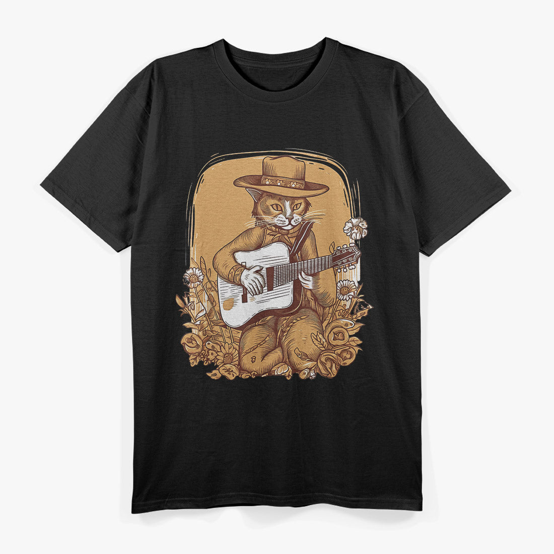 Cottagecore Cat - Strumming the Guitar in Whimsical Style T-Shirt