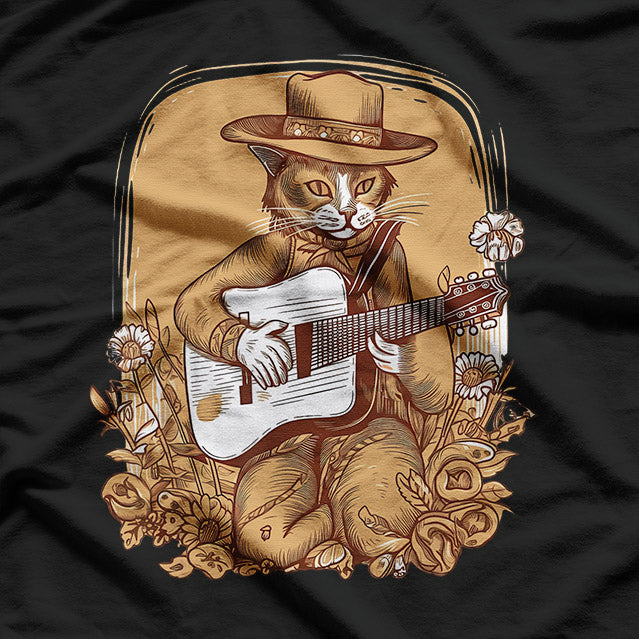 Cottagecore Cat - Strumming the Guitar in Whimsical Style T-Shirt