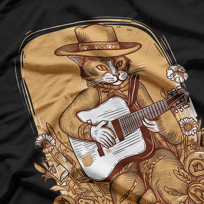 Cottagecore Cat - Strumming the Guitar in Whimsical Style T-Shirt