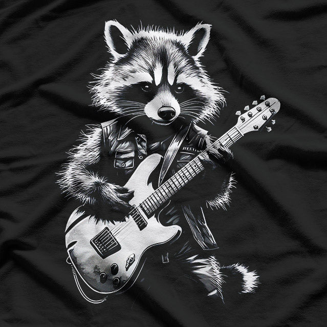 Rock Raccoon Playing Guitar - Funny Music Lover T-Shirt