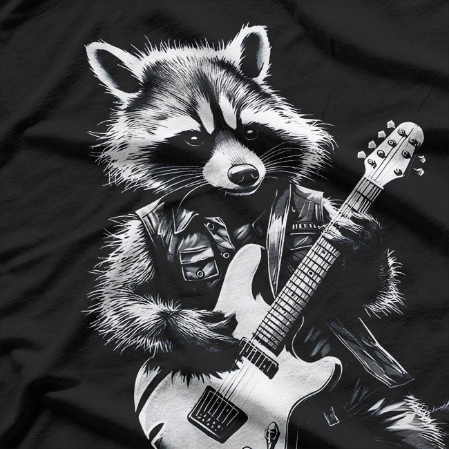 Rock Raccoon Playing Guitar - Funny Music Lover T-Shirt