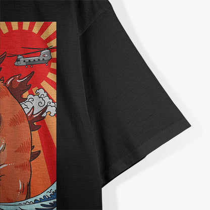 Catzilla Japanese Wave Funny Cat Monster T-Shirt
