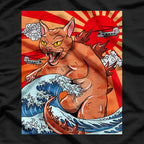 Catzilla Japanese Wave Funny Cat Monster T-Shirt