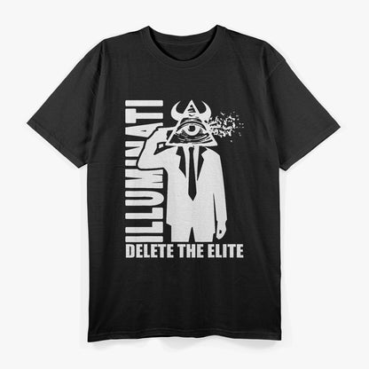 Delete The Elite Anti-Illuminati Conspiracy Symbol Graphic T-Shirt