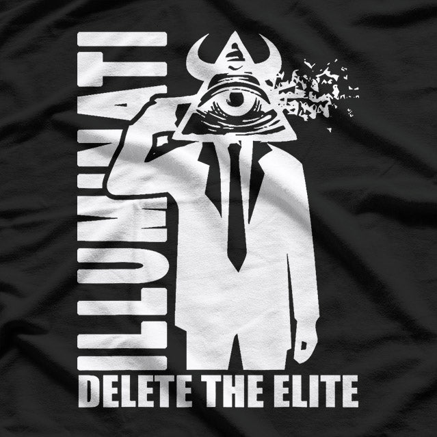 Delete The Elite Anti-Illuminati Conspiracy Symbol Graphic T-Shirt