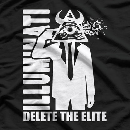 Delete The Elite Anti-Illuminati Conspiracy Symbol Graphic T-Shirt