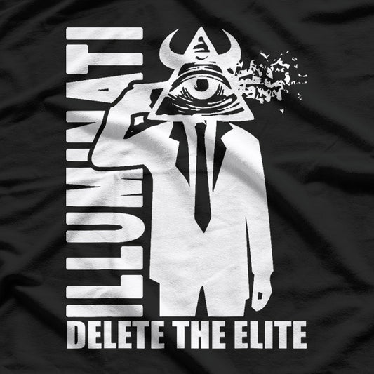 Delete The Elite Anti-Illuminati Conspiracy Symbol Graphic T-Shirt