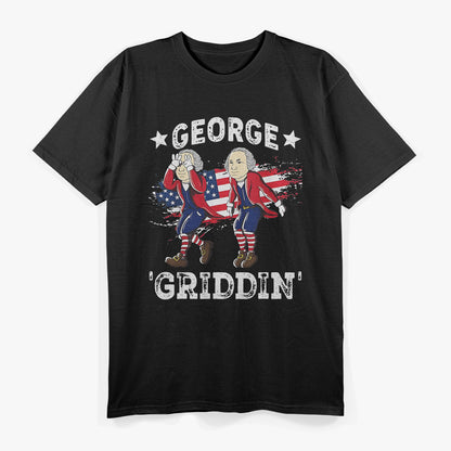 4th of July George Washington Griddy George Griddin' for Freedom T-Shirt