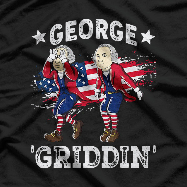 4th of July George Washington Griddy George Griddin' for Freedom T-Shirt