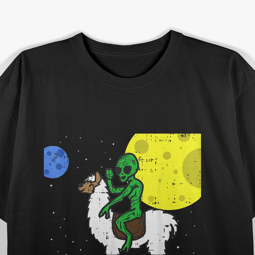 Funny Area 51 - Alien Riding Llama T-Shirt