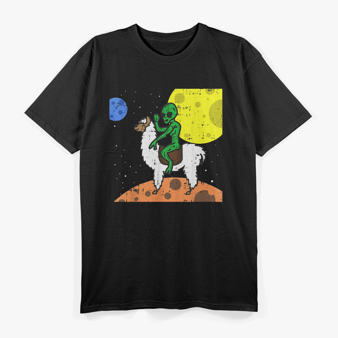 Funny Area 51 - Alien Riding Llama T-Shirt