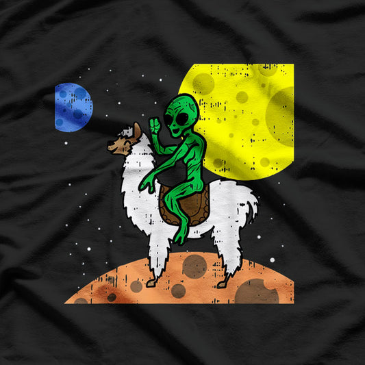 Funny Area 51 - Alien Riding Llama T-Shirt