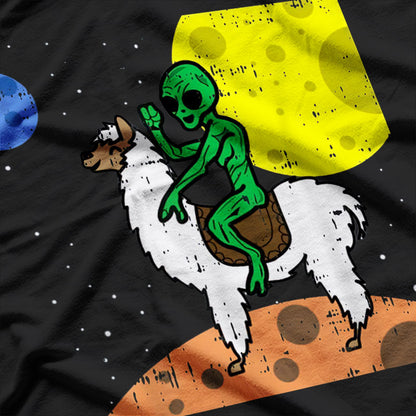 Funny Area 51 - Alien Riding Llama T-Shirt