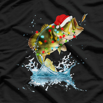 Funny Bass Fishing Santa - Hooked on Holiday Fun T-Shirt