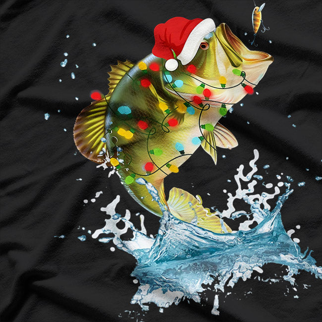 Funny Bass Fishing Santa - Hooked on Holiday Fun T-Shirt