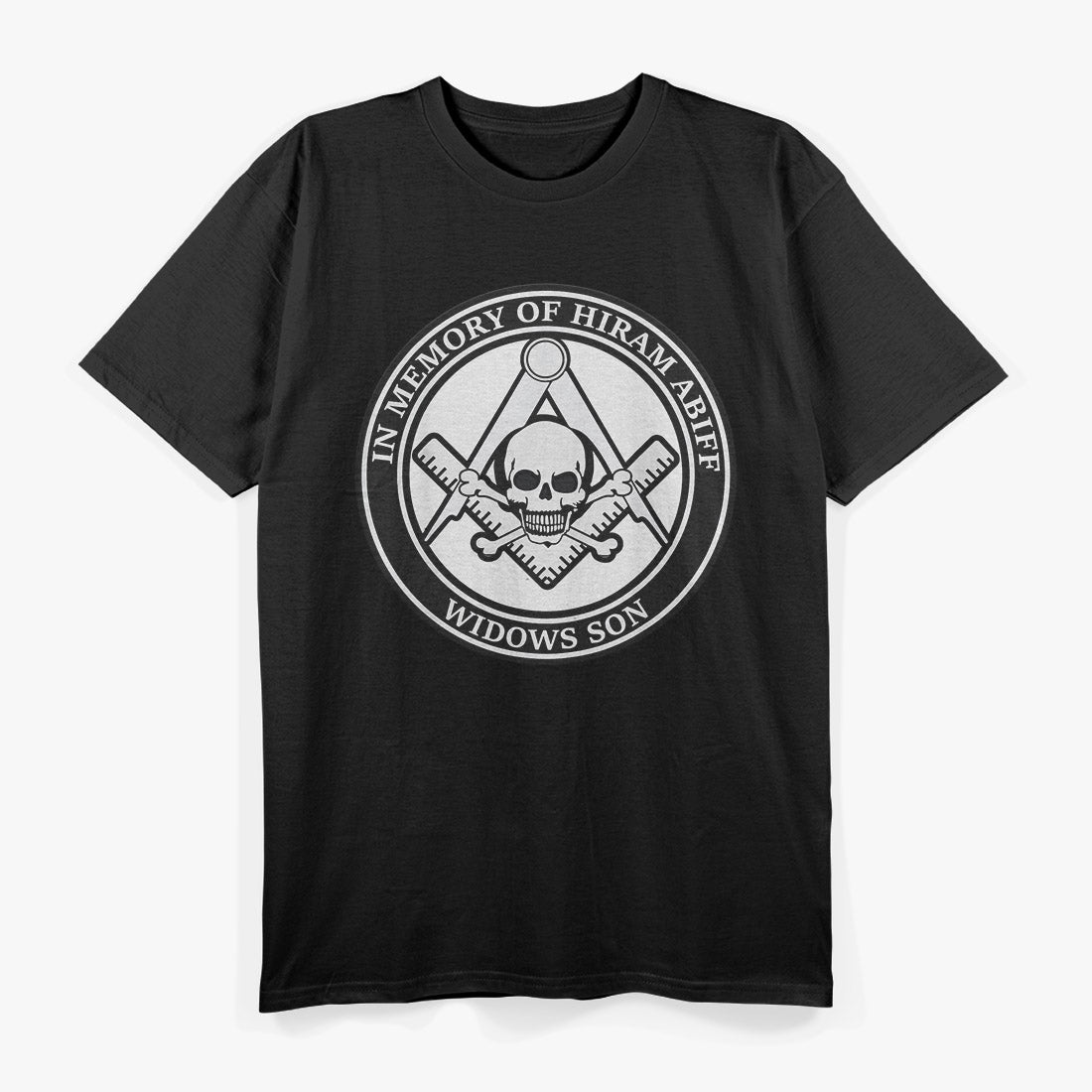 In Memory of Hiram Abiff: Masonic Brotherhood Tribute T-Shirt