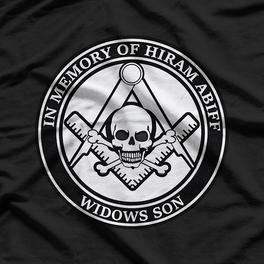 In Memory of Hiram Abiff: Masonic Brotherhood Tribute T-Shirt