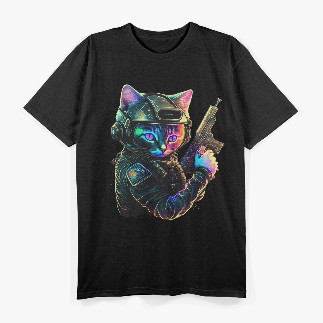 Men’s Funny Cat Kitty Gun Meme T-Shirt