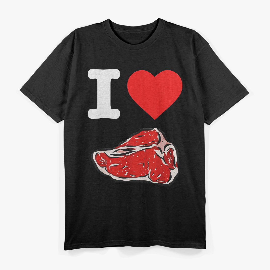I Love Meat – I ❤️ Juicy Steak Meat Lover Premium Design T-Shirt
