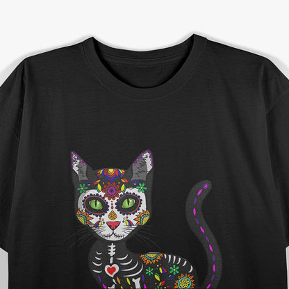 Cute Skull Mexican Cat - A Vibrant Fusion of Culture and Cuteness T-Shirt