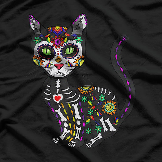 Cute Skull Mexican Cat - A Vibrant Fusion of Culture and Cuteness T-Shirt