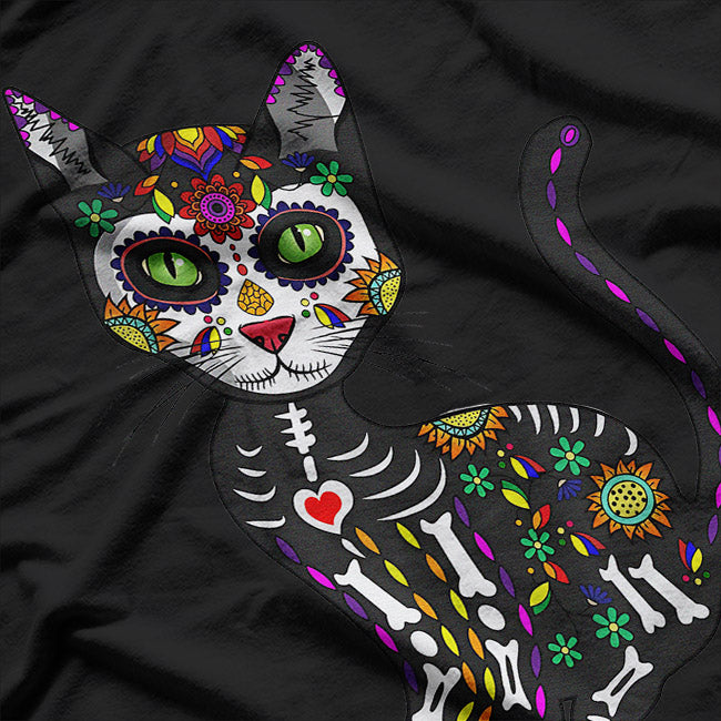 Cute Skull Mexican Cat - A Vibrant Fusion of Culture and Cuteness T-Shirt